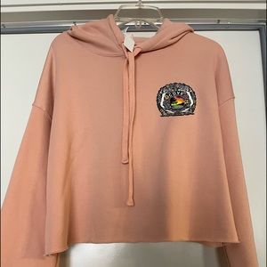 Brand New W/Tags!  Soft Peach Cropped Hoodie with AWESOME Santa Cruz Beach Logo